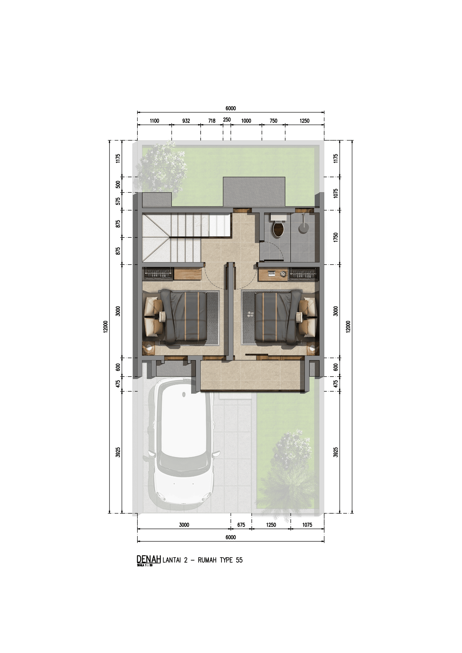Denah type 55 lt 2
