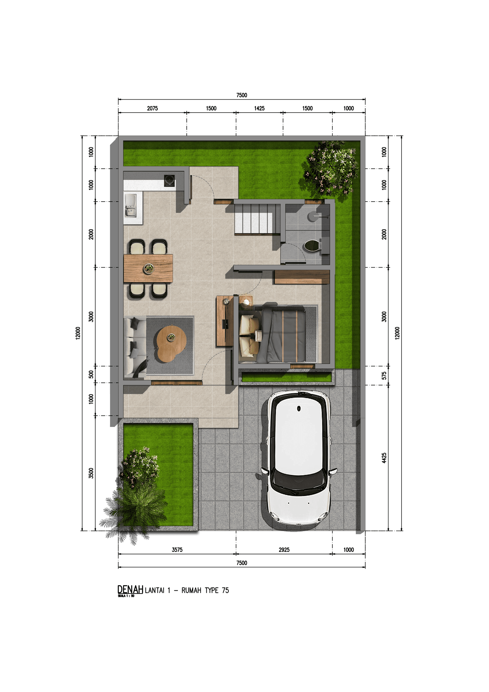 Denah type 75 lt 1