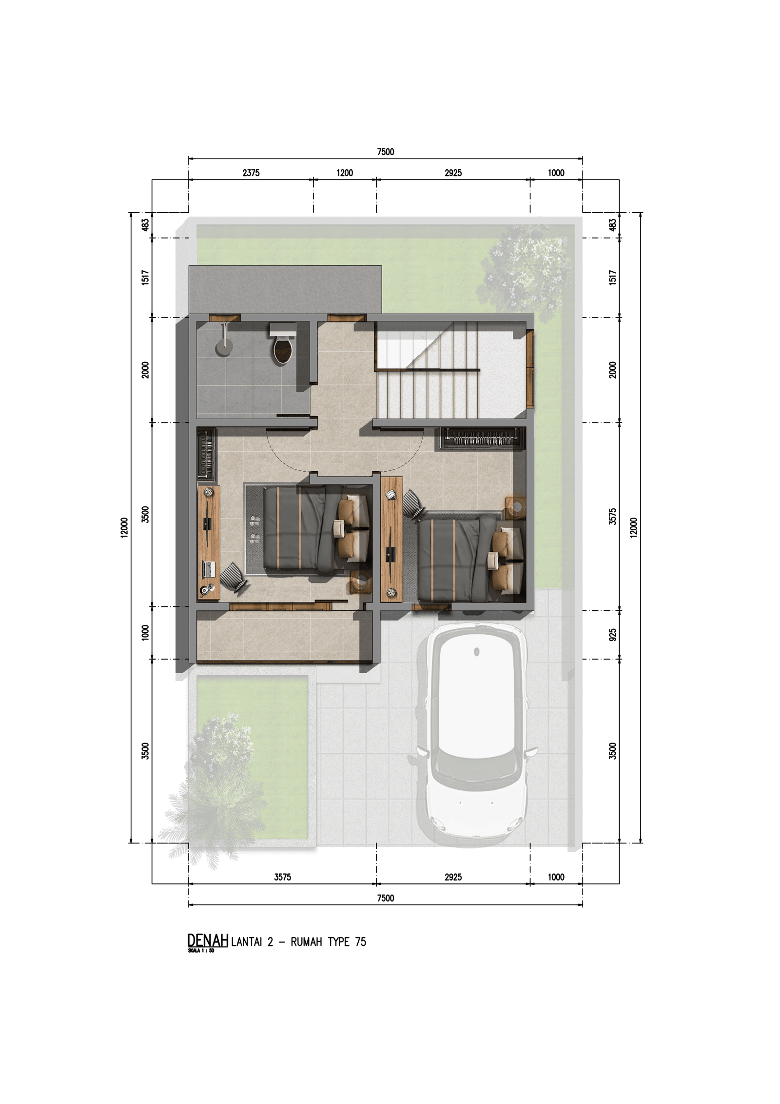 Denah type 75 lt 2